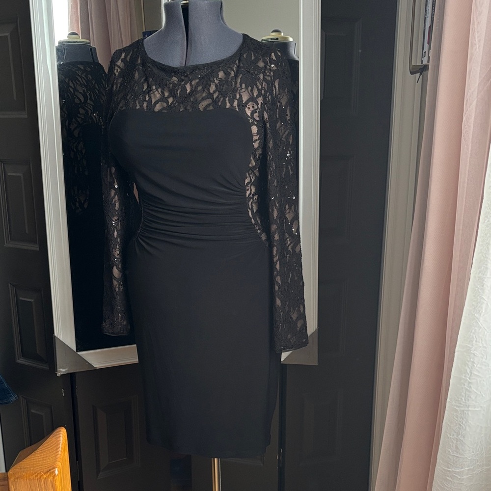 Ralph Lauren Black Lace Long Sleeve Dress